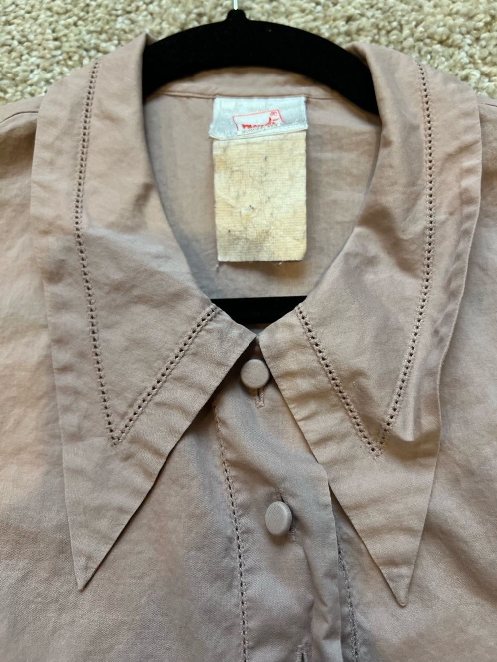 Vintage Mauve Button Front Cap Sleeve Blouse Old Money Academia Quiet Luxury - Picture 4 of 6